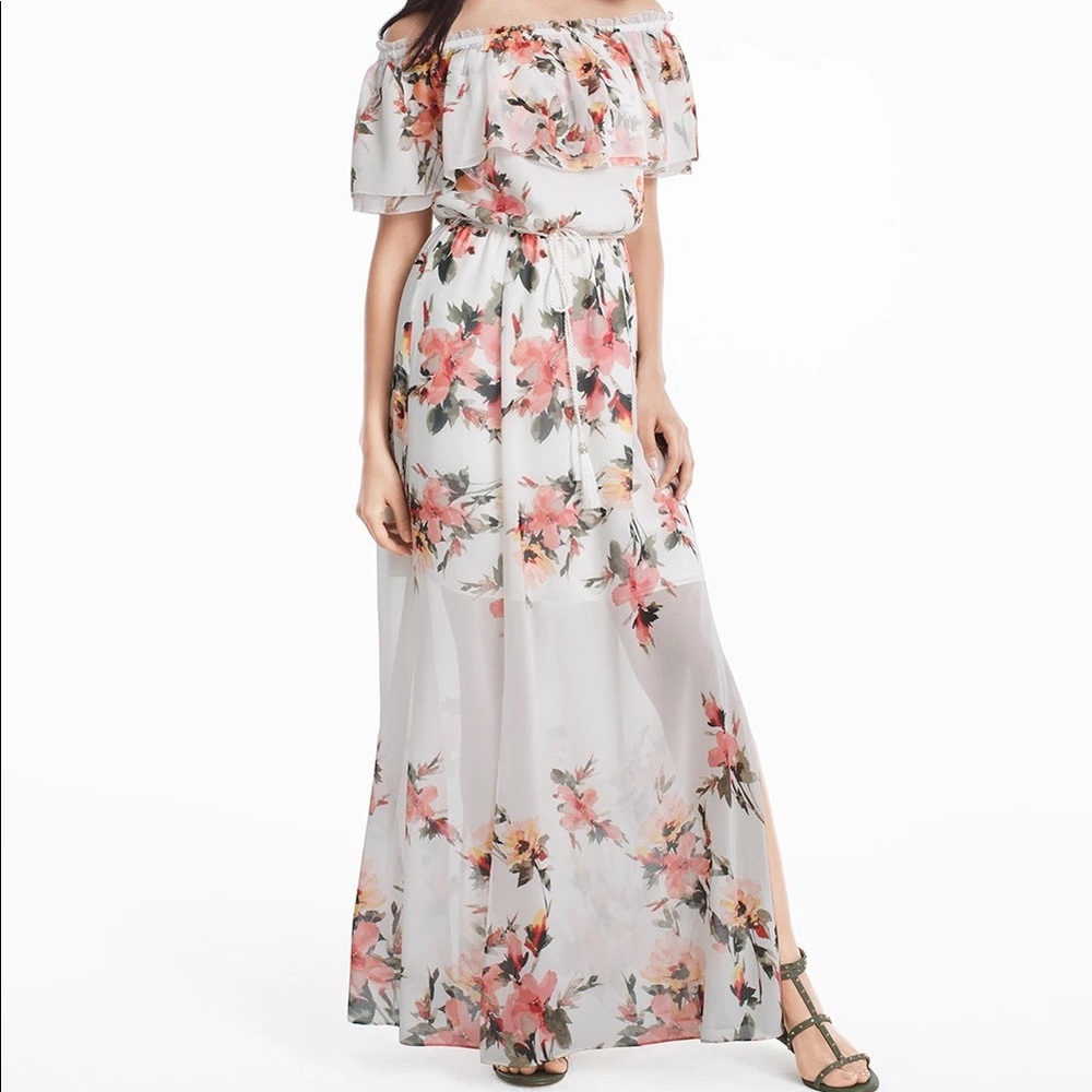 White House Black Market Off-The-Shoulder Floral Maxi Dress Size M